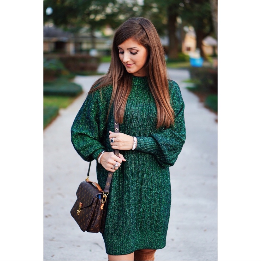 Sparkly green sweater dress